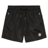 Moncler Men's Zip Pocket Logo Patch Swim Shorts in Black