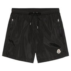 Moncler Men's Zip Pocket Logo Patch Swim Shorts in Black