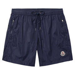 Moncler Men's Zip Pocket Logo Patch Swim Shorts in Navy