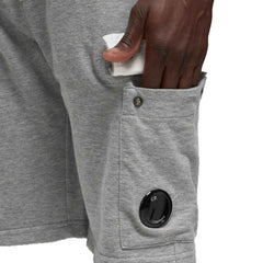 [C.P. Company] Light Fleece Lens Shorts in Greystone Melange
