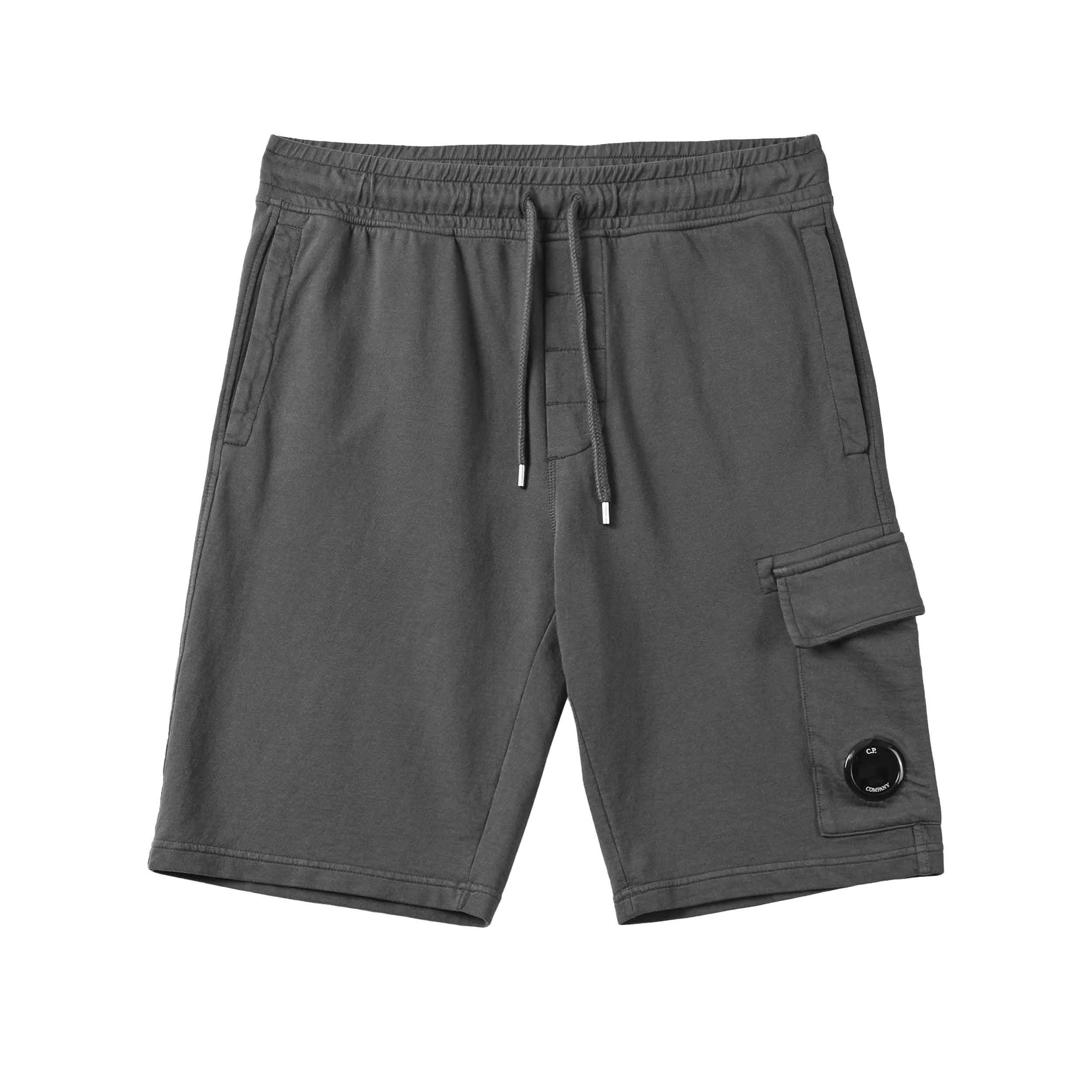 [C.P. Company] Light Fleece Lens Shorts in Smoked Pearl- Grey