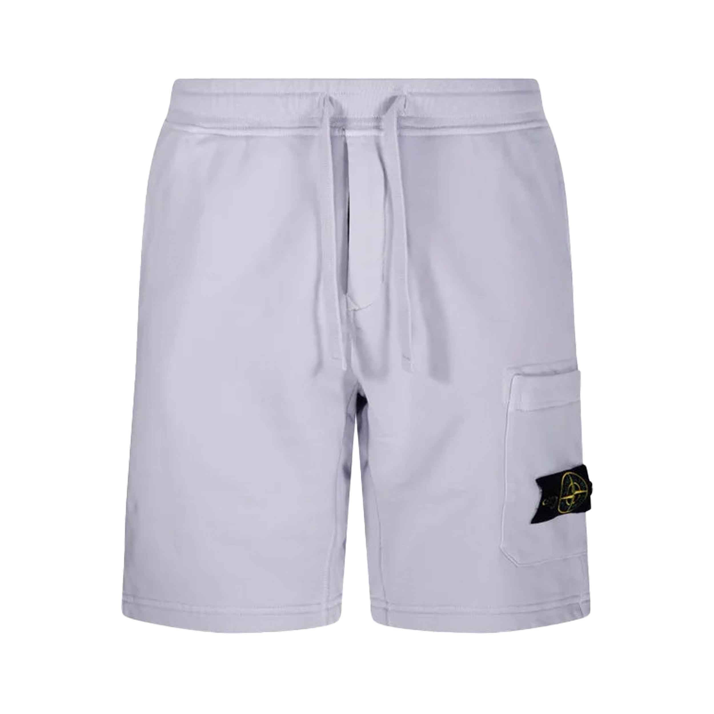 [Stone Island] Organic Cotton Fleece Cargo Bermuda in Lilac