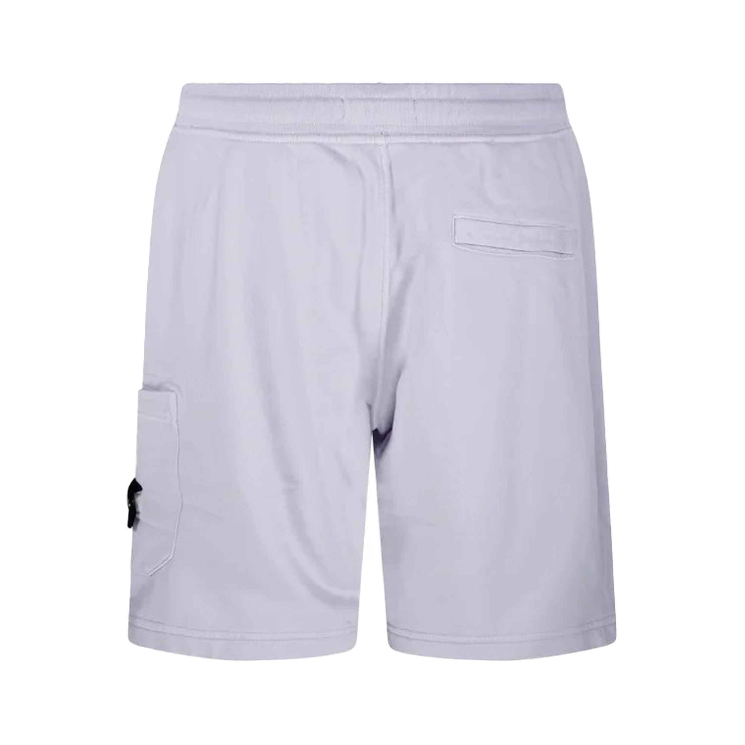 [Stone Island] Organic Cotton Fleece Cargo Bermuda in Lilac