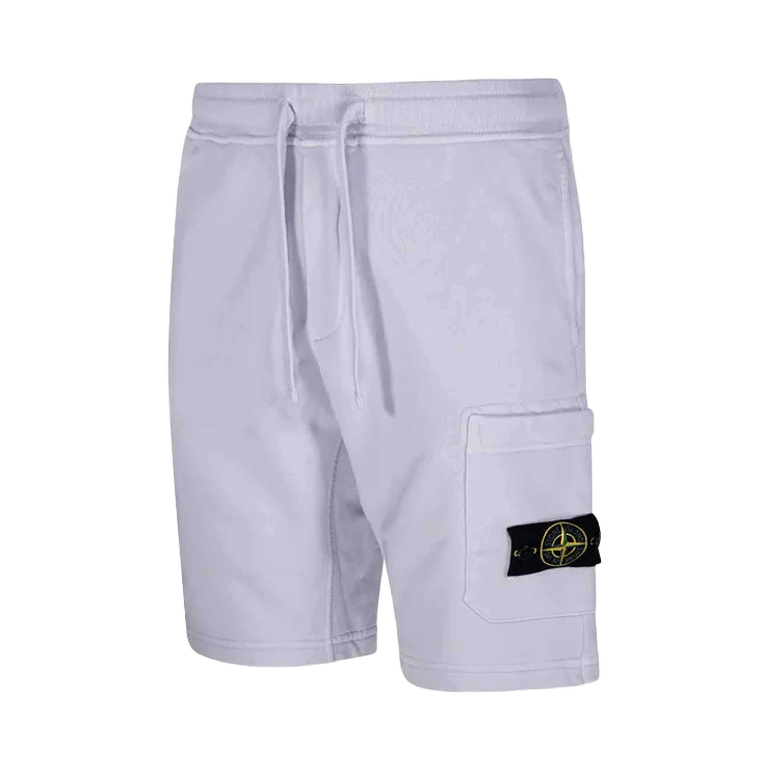 [Stone Island] Organic Cotton Fleece Cargo Bermuda in Lilac