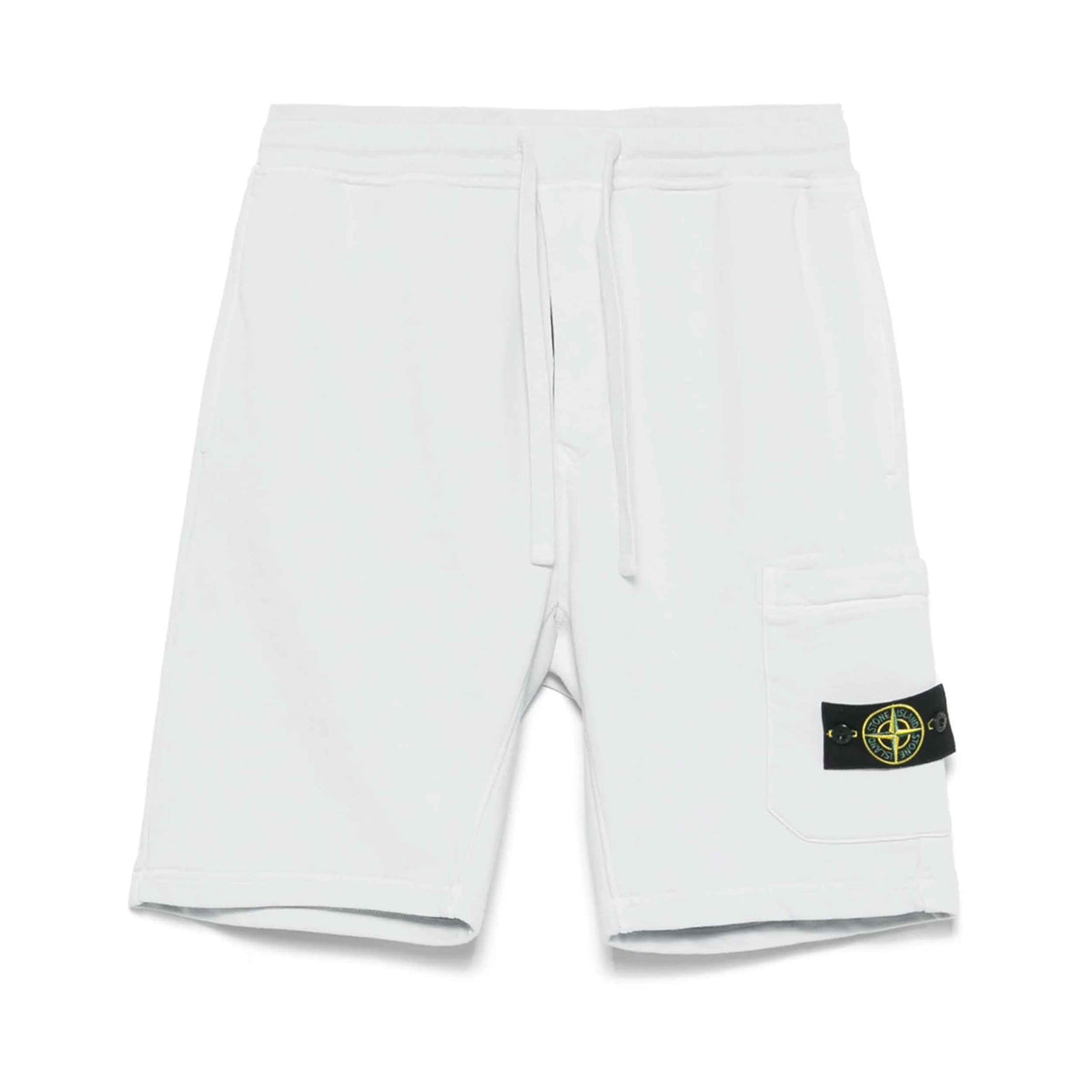 [Stone Island] Organic Cotton Fleece Cargo Bermuda in Sky Blue
