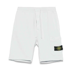 [Stone Island] Organic Cotton Fleece Cargo Bermuda in Sky Blue