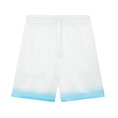 [Casablanca] Drawstring Silk Shorts Palm Springs Icon Bleu