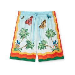 [Casablanca] Drawstring Silk Shorts Palm Springs Tennis Club