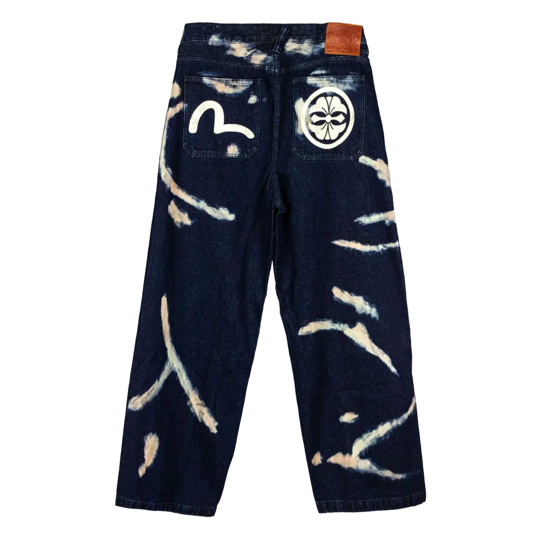 Evisu Tie-Dye Jeans W/ Printed Seagull in Indigo