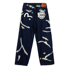 Evisu Tie-Dye Jeans W/ Printed Seagull in Indigo