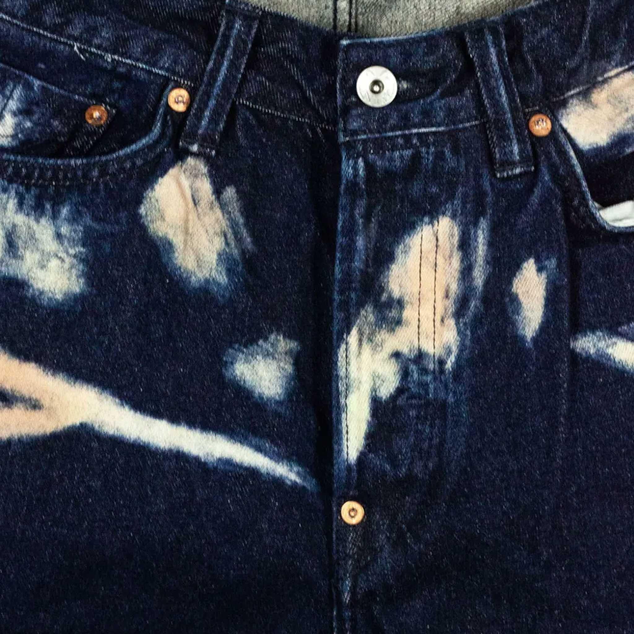 Evisu Tie-Dye Jeans W/ Printed Seagull in Indigo
