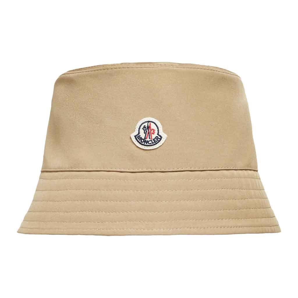 Moncler Cotton Blend Bucket Hat in Beige
