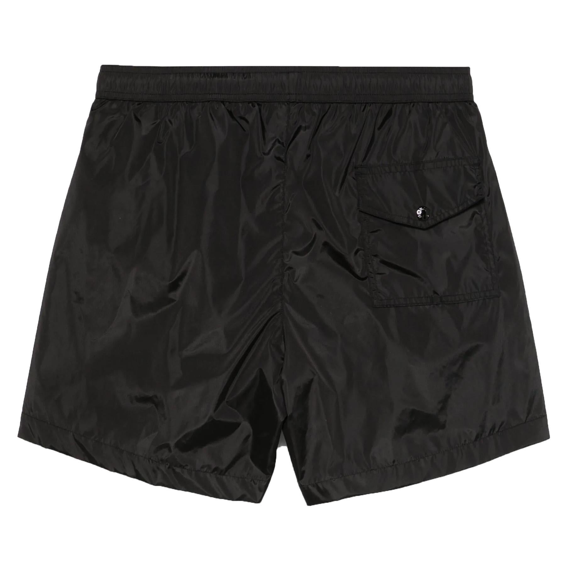 Moncler Men's Zip Pocket Logo Patch Swim Shorts in Black