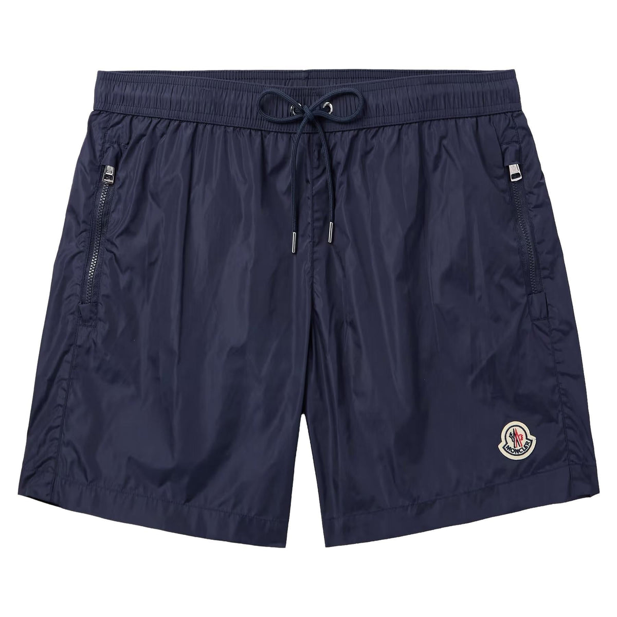 Moncler Men's Zip Pocket Logo Patch Swim Shorts in Navy