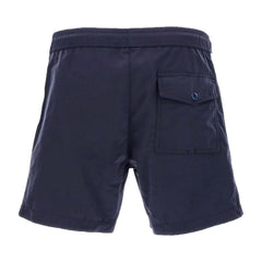 Moncler Men's Zip Pocket Logo Patch Swim Shorts in Navy