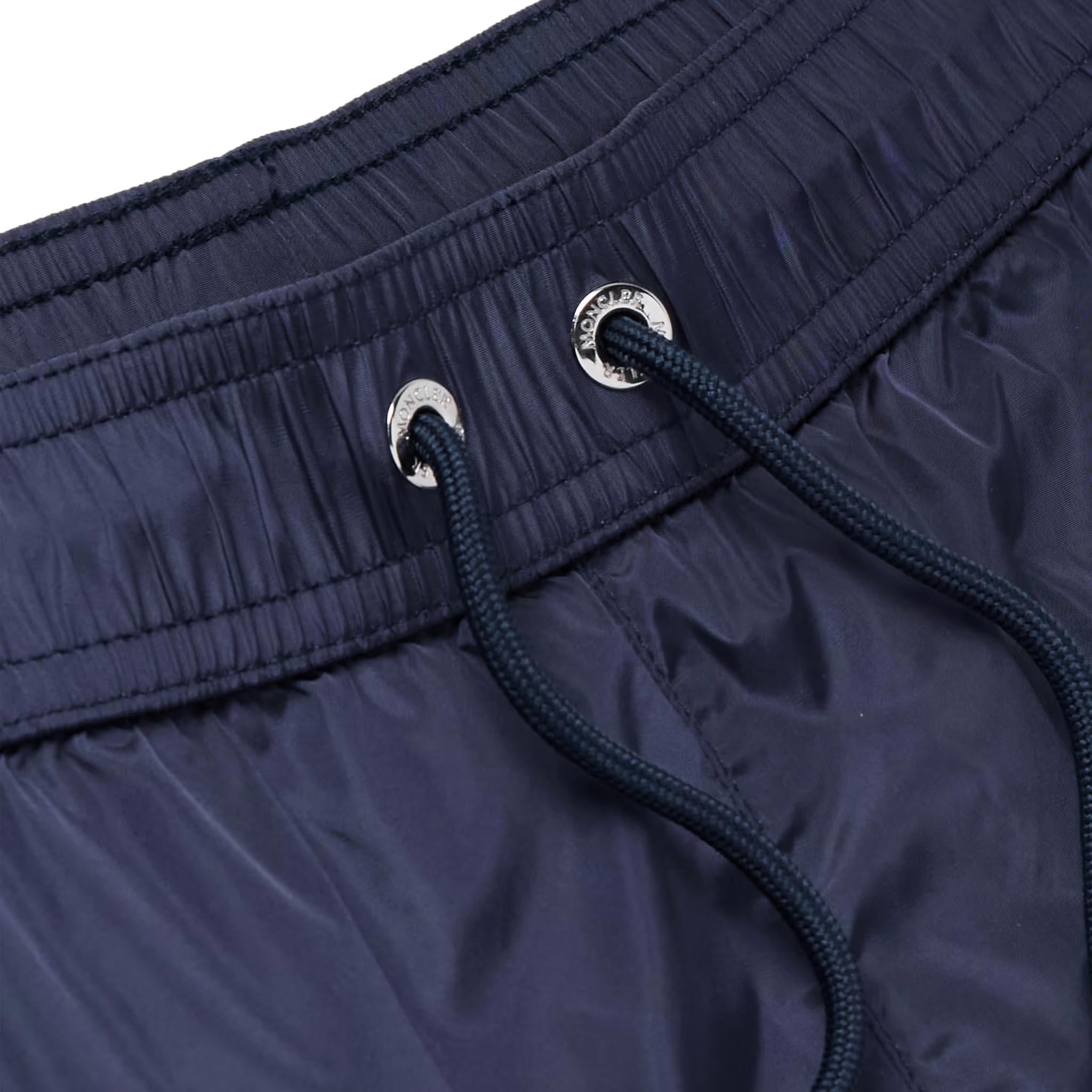Moncler Men's Zip Pocket Logo Patch Swim Shorts in Navy
