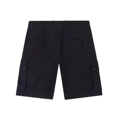 [Stone Island] Brushed Cotton Canvas "Old" Effect Cargo Bermuda in Navy