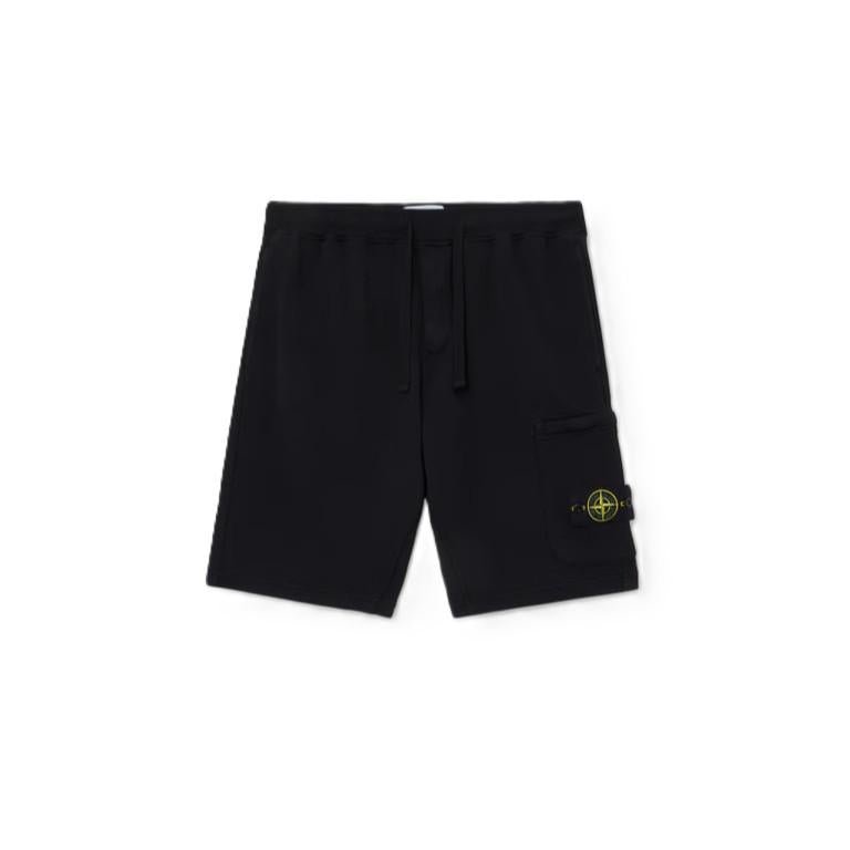 [Stone Island] Cotton Fleece Bermuda Shorts in Black