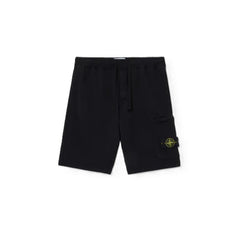 [Stone Island] Cotton Fleece Bermuda Shorts in Black