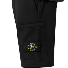 [Stone Island] Cotton Fleece Bermuda Shorts in Black