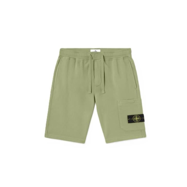 [Stone Island] Cotton Fleece Bermuda Shorts in Sage Green