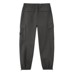 [Stone Island] Ghost Flannel Loose Fit Trousers with Elasticated Zipped Cuffs in Dark Grey