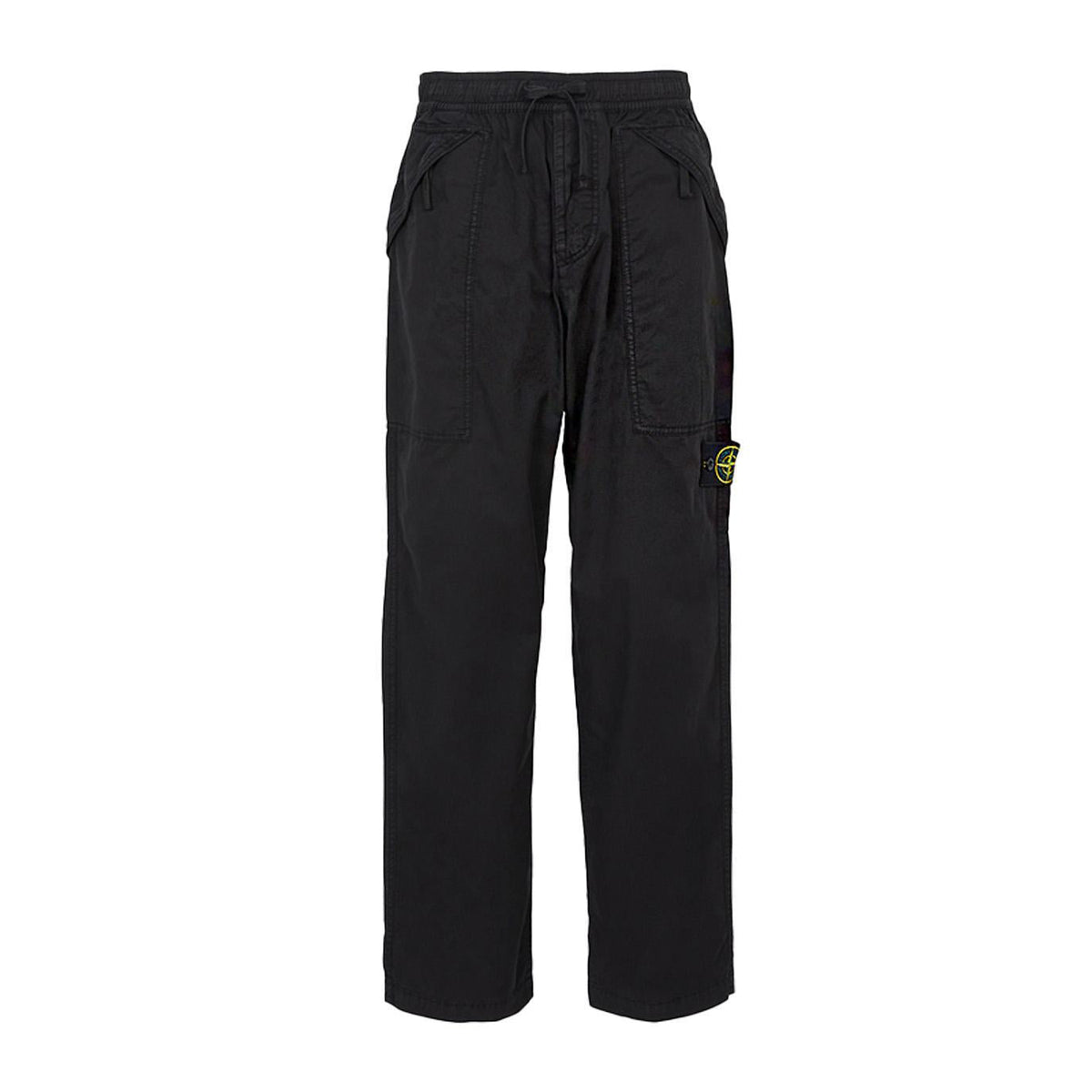 [Stone Island] Loose Fit Cotton Cargo Trousers in Black