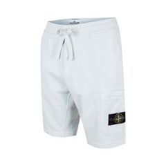 [Stone Island] Organic Cotton Fleece Cargo Bermuda in Sky Blue