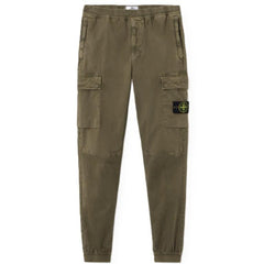 [Stone Island] Regular Tapered "Old" Effect Cargo Trousers with Elasticated Cuffs in Military Green