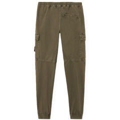 [Stone Island] Regular Tapered "Old" Effect Cargo Trousers with Elasticated Cuffs in Military Green