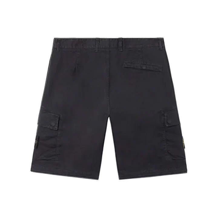 [Stone Island] Stretch Cotton "Old" Effect Cargo Bermuda in Navy